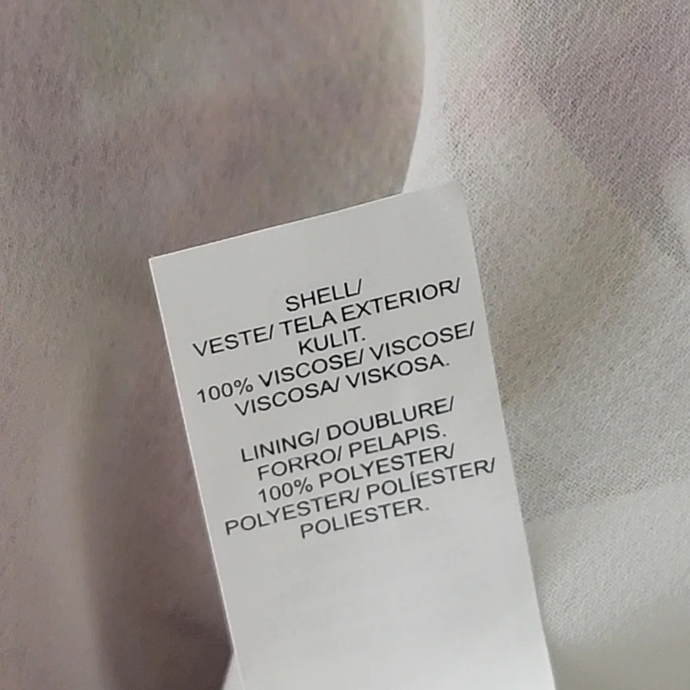 Lucky Brand Botanical Chiffon Blouse Women's Size L Tiered Sleeves & Hem Lined - Picture 8 of 11